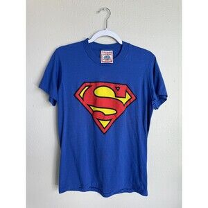 REAL VINTAGE 1980s  Superman T-shirt Blue DC Universe Medium
